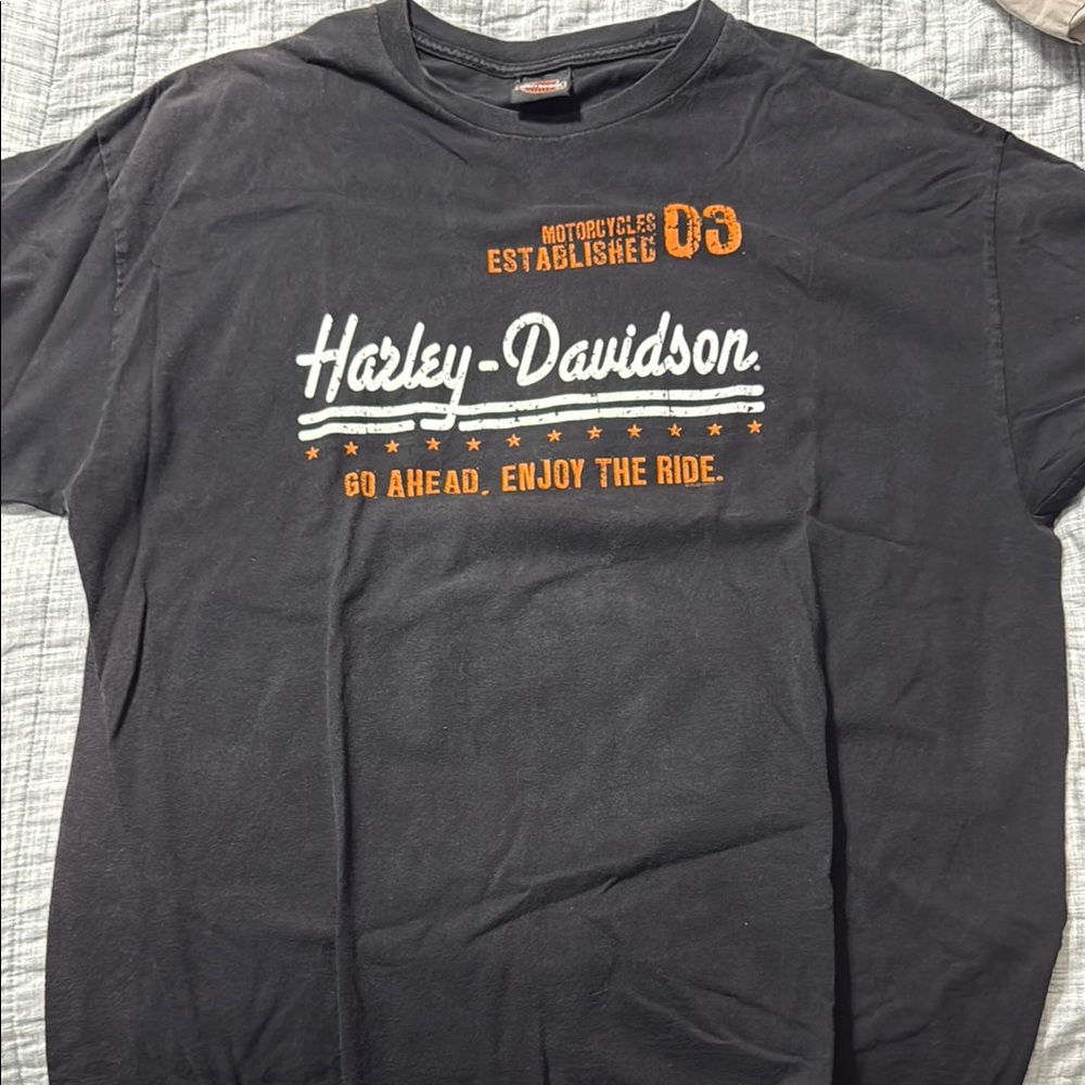 Harley-Davidson Black and Orange Short Sleeve Tee